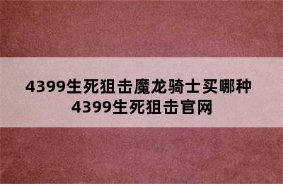 4399生死狙击魔龙骑士买哪种 4399生死狙击官网